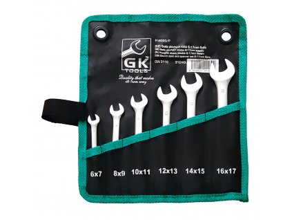 GK TOOLS Sada plochých klíčů, chrom | 6-17 mm, 6 dílů, textilní obal