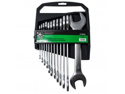 GK TOOLS Sada plochých klíčů, matné 12 dílů | 6-32 mm, plastový držák