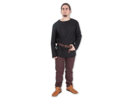 Bavlněná tunika s dlouhým rukávem - černá - Velikost: M (Velikost M)