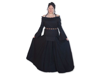 Středověká kolová sukně - černá - Velikost: S (Velikost S)