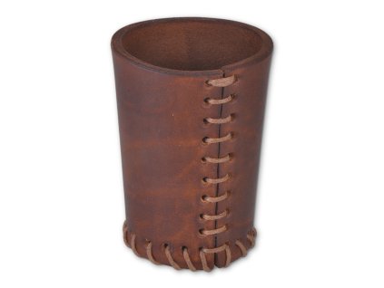Kožený kelímek na kostky - Barva: černá (Barva  Černá)