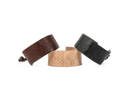 Kožený keltský náramek - Barva: hnědá (Barva  Hnědá)