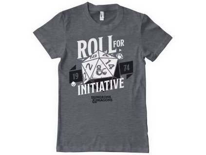 Tričko Dungeons & Dragons - Roll For Initiative, šedé - Velikost: S (Velikost S)