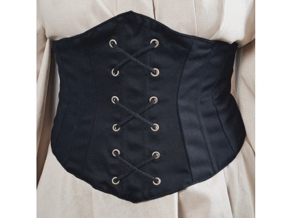Bavlněný korzet Boudica - černý - Velikost: S (Velikost S)