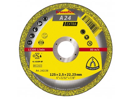 KLINGSPOR Kotouč řezný na ocel A 24 Extra A-ocel | 230x3,0x22,2 mm