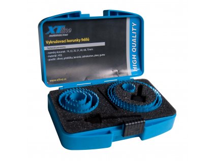 XTLINE Sada vykružovacích korunek 9 dílů | 19-73 mm, plastový box