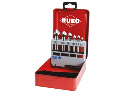 RUKO Sada kuželových a odhrotovacích záhlubníků 6,3-20,5 mm 6 dílů