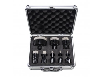 XTLINE Sada vykružovacích diamantových korunek 8 dílů | 6-68 mm, hliníkový box