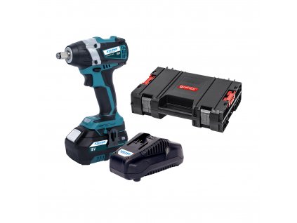 XTLINE Aku rázový utahovák na 1/2" hlavice bezuhlíkový 18 V + baterie 5.0 Ah + nabíječka 3.5 A + box