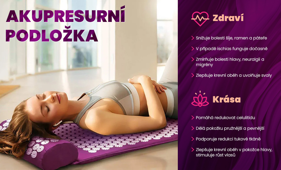Akupresurní podložka s hroty a polštář