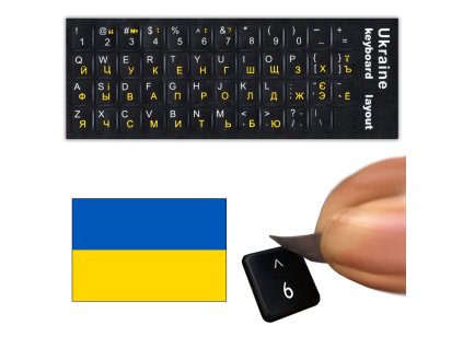 SAMOLEPKY PRO KLÁVESNICI QWERTY LAPTOP PC UKRAJINSKÉ SAMOLEPKY PÍSMENA CYRILICE