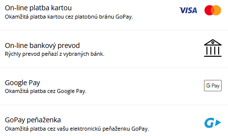 Prijímame online platby
