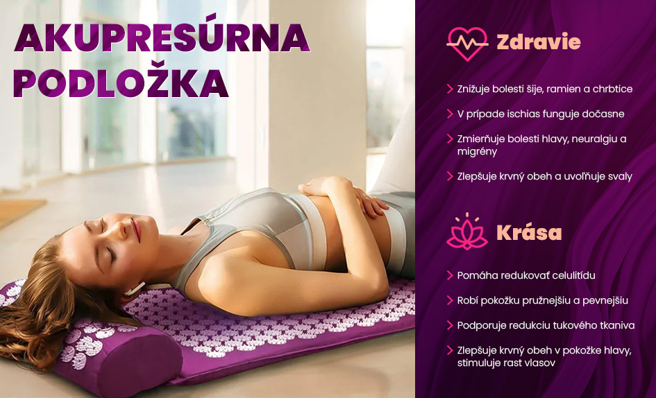 Akupresúrna podložka s farennými hrotmi + vankúš