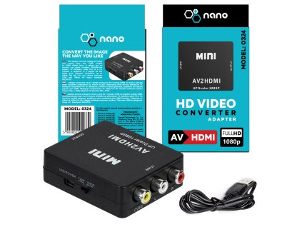 Adaptér z AV RCA na HDMI TV CINCH CVBS 1080p