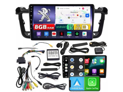 Autorádio ZQ9 s displejem 9" Android Auto CarPlay DAB+ HDMI 8GB RAM 128GB ROM 4x60W PEUGEOT 508 2010-2018