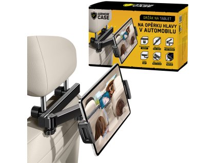 Držiak / stojan na tablet a telefón na opierku hlavy do auta čierny ArmorCase