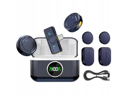 Bezdrôtová sada 2 klopových mikrofónov 2,4 GHz USB-C Android iOS