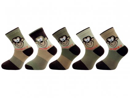 Dětské ponožky vzor opice - balení 5 párů