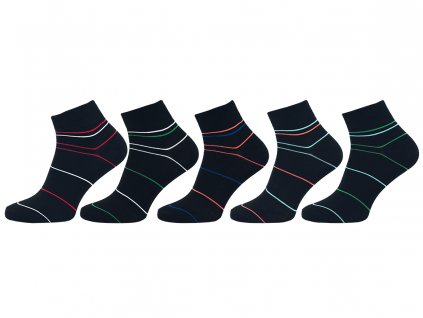 Dámské ponožky vyšší lem pruhované - balení 5 párů