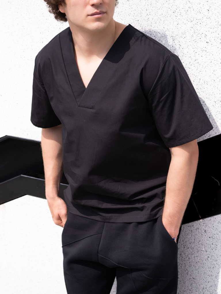 Pánské triko V-neck Paper černé