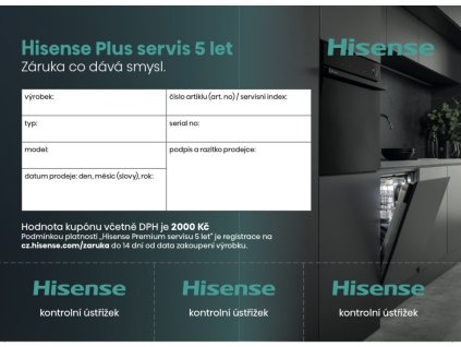 PRODLOUŽENÁ ZÁRUKA HISENSE + 3 ROKY
