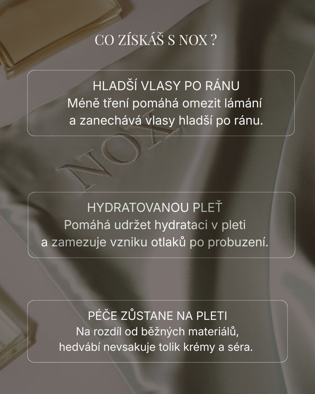 Benefity Hedvábného povlaku na polštář NOX