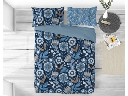 satenove obliecky aquaflora modra