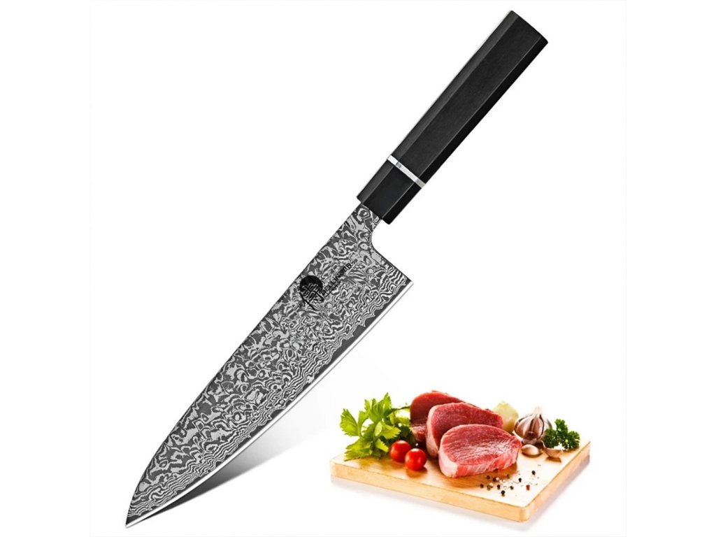 nůž Gyuto / Chef 8,5" Dellinger Octagonal Ebony Wood