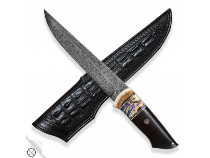 lovecký nůž Dellinger GISEI Randy Feather Damascus