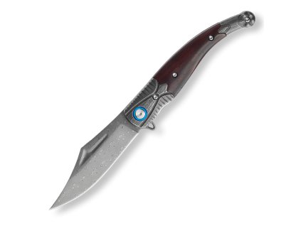 Lovecký zavírací damaškový nůž Dellinger Cocobolo Tank Full Damascus