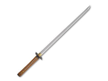 Ninja meč Yasunori z uhlíkové oceli AISI 1045 s leštěnou imitací hamonu