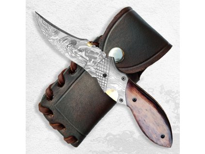 Lovecký zavírací nůž Dellinger Damascus Schnabel PMX111