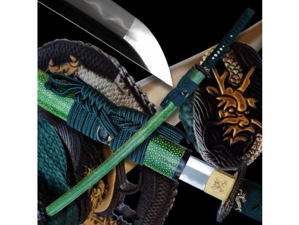 5064 katana akuma z prekladane oceli aisi 1075 s realnym hamonem