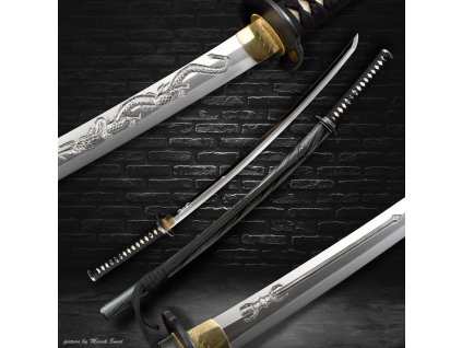 4044 dragon japanese katana tamahagane steel horimono yokote suguha hamon