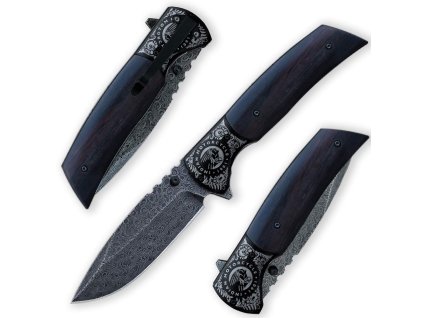 Zavírací damaškový nůž Dellinger Indian IMGR-01 Black Coating