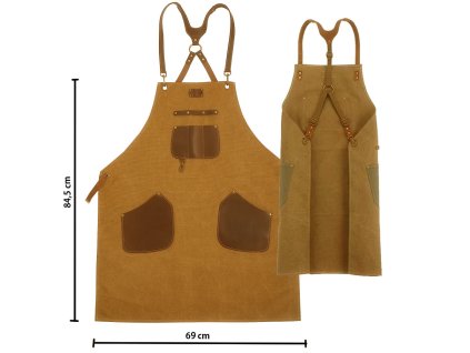 zástěra Dellinger z plátna a kůže hnědá 1