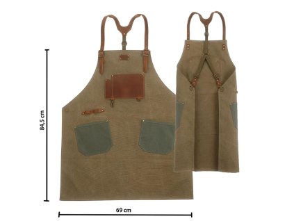 zástěra Dellinger z plátna a kůže zelená 1