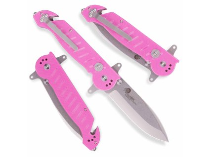 Zavírací taktický nůž Dellinger SAS - Forten Vincit PINK, ocel DC53