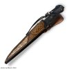 Luxusní lovecký nůž Dellinger Huggtand z oceli Indian Wootz, s koženým pouzdrem d