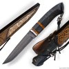 Luxusní lovecký nůž Dellinger Huggtand z oceli Indian Wootz, s koženým pouzdrem