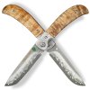 Lovecký zavírací damaškový nůž Dellinger Scorpion Maple Burl-Wood Flipper c