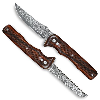 Rotační nůž Dellinger Spin Attack VG-10 Ironwood Limited, s koženým pouzdrem