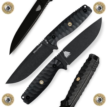 nůž Dellinger Ragnarock s černou čepelí, micartovou rukojetí a symbolem Valknut