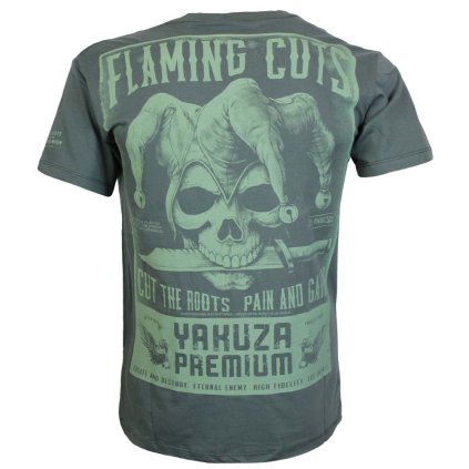 tričko pánské Yakuza Premium 3916 Flaming Cuts grey olive 7