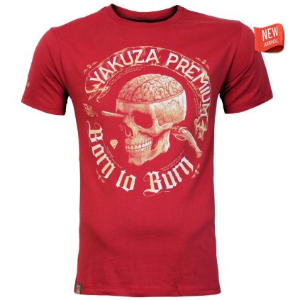 Pánské červené tričko Yakuza Premium YPS 4006 – Round Skull Print 1