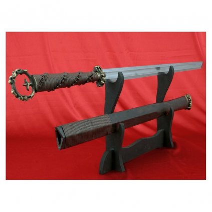 čínská šavle HAN DAO z překládané oceli a dřevěnou pochvou