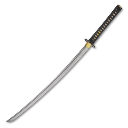 Replika samurajského meče katana Ibaraki 2,30 Shaku, překládaná ocel AISI 1045, leštěná imitace hamonu, Yokote
