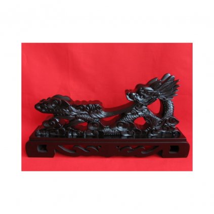 stylový dřevěný stojan na čínské meče a katany - černá lesklá barva