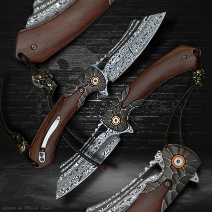 Hunting folding Damascus knife Dellinger ROCK VG-10
