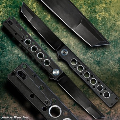 folding knifeTanto Dellinger Kuzan Black - Titanium Flipper, CPM 20CV